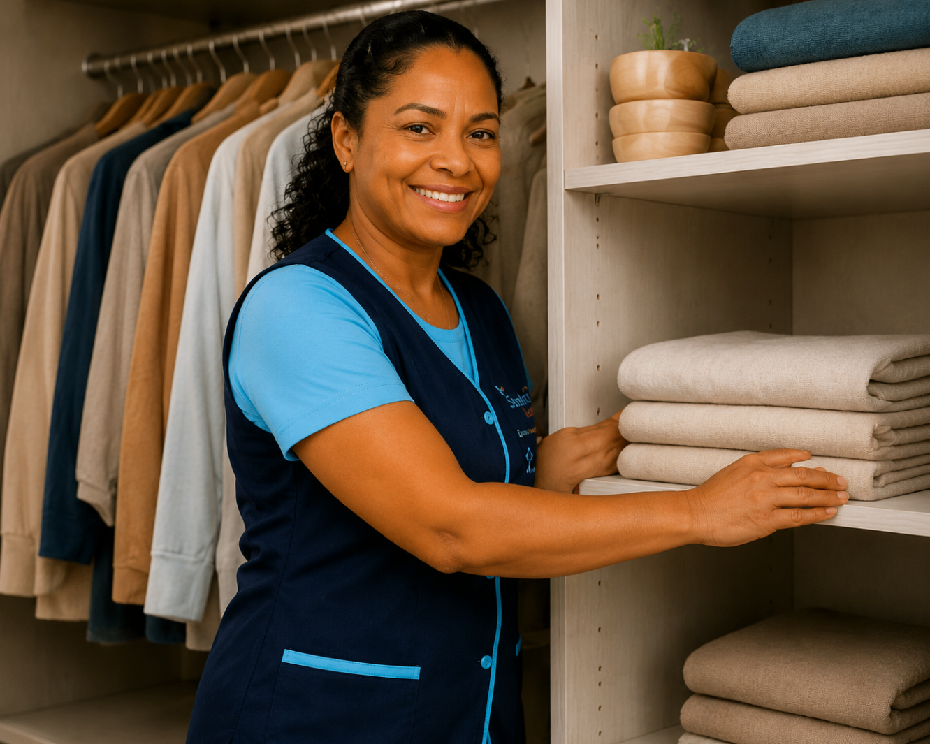 Personal organizer arrumando um closet